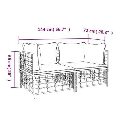 Modularne kutne sofe s jastucima 2 kom od poliratana - 1 Bež Kutna sofa (2 kom) Cijena