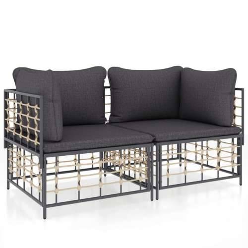 Modularne kutne sofe s jastucima 2 kom od poliratana - 1 Tamno siva Kutna sofa (2 kom) Cijena