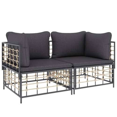 Modularne kutne sofe s jastucima 2 kom od poliratana - 1 Tamno siva Kutna sofa (2 kom) Cijena