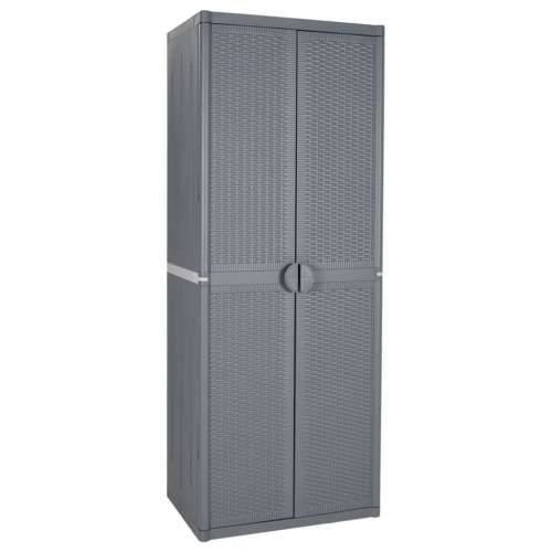 Vrtni ormarić za pohranu sivi 65 x 45 x 172 cm PP ratan - Siva 1 4 police Cijena