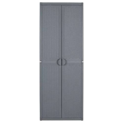 Vrtni ormarić za pohranu sivi 65 x 45 x 172 cm PP ratan - Siva 1 4 police Cijena