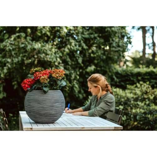 Capi vaza Nature Rib okrugla 40 x 32 cm antracit KOFZ270  - Antracit 40 x 32 cm 1 Plastika Cijena