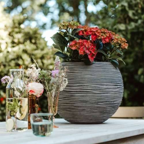 Capi vaza Nature Rib okrugla 40 x 32 cm antracit KOFZ270  - Antracit 40 x 32 cm 1 Plastika Cijena