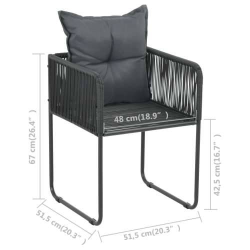 Vrtna garnitura - 5-dijelni vrtni blagovaonski set od PVC ratana crni - Crna Dužina stola 79 cm 4 Cijena