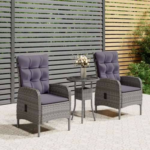 3-dijelni vrtni bistro set od poliratana sivi - Siva Ø 60 cm table 2 Cijena