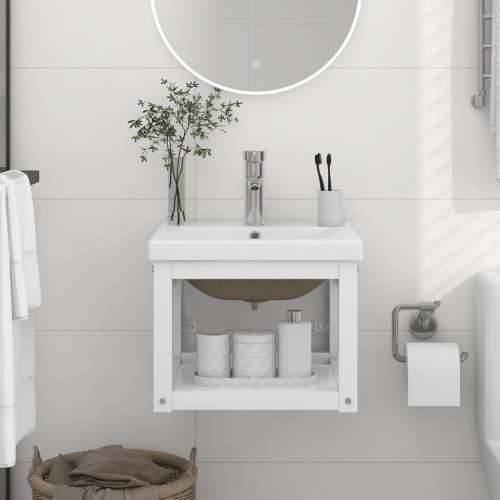 Okvir za Lavabo - Umivaonik s ugrađenim umivaonikom bijeli željezni - Bijela 40 x 38 x 31 cm 1 Cijena