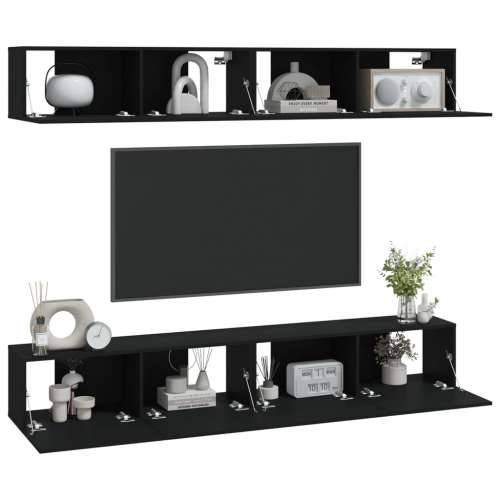 Zidni TV ormarići 4 kom crni 100 x 30 x 30 cm - Crna 4 100 cm Cijena