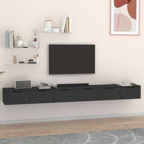 Zidni ormarići 2 kom crni 102 x 30 x 20 cm konstruirano drvo - Crna 2 1 Cijena