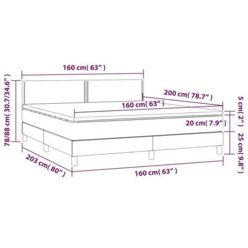 Krevet box spring s madracem LED plavi 160x200 cm od tkanine - Plava 160 x 200 cm Obično s čavlima Cijena
