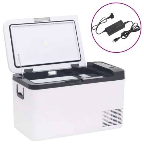 Prijenosni hladnjak s ručkom i adapterom crno-bijeli 25 L PP/PE Cijena