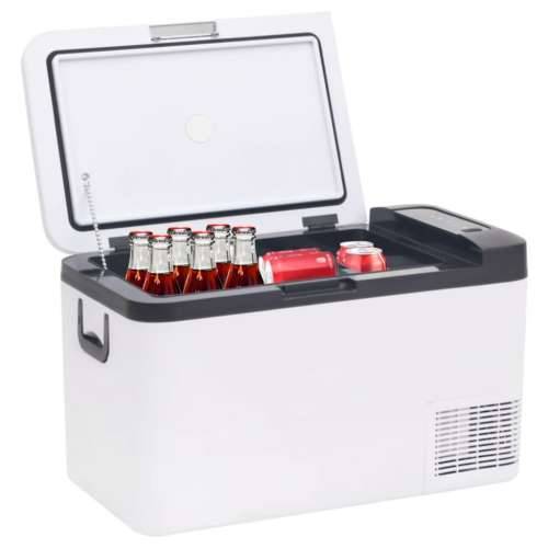 Prijenosni hladnjak s ručkom i adapterom crno-bijeli 25 L PP/PE Cijena