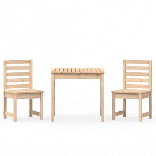 3-dijelni vrtni bistro set od masivne borovine - Prirodna boja bora 3 Cijena