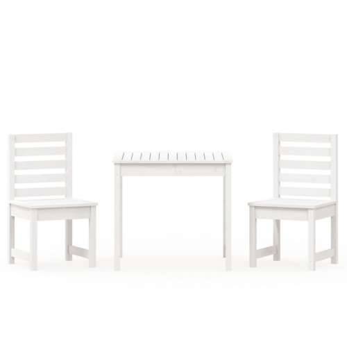 3-dijelni vrtni bistro set bijeli od masivne borovine - Bijela boja bora 3 Cijena