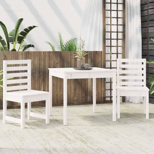 3-dijelni vrtni bistro set bijeli od masivne borovine - Bijela boja bora 3 Cijena