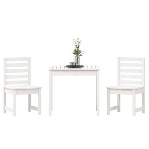 3-dijelni vrtni bistro set bijeli od masivne borovine - Bijela boja bora 3 Cijena