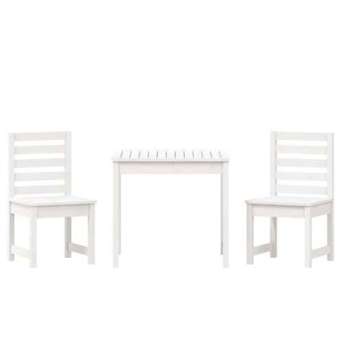 3-dijelni vrtni bistro set bijeli od masivne borovine - Bijela boja bora 3 Cijena
