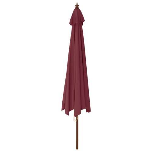 Vrtni suncobran s drvenim stupom bordo 400 x 273 cm - Crvena Cijena