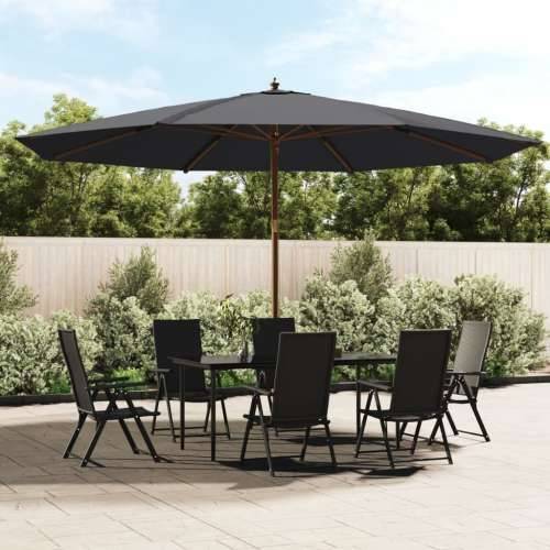 Vrtni suncobran s drvenim stupom crni 400 x 273 cm - Crna Cijena