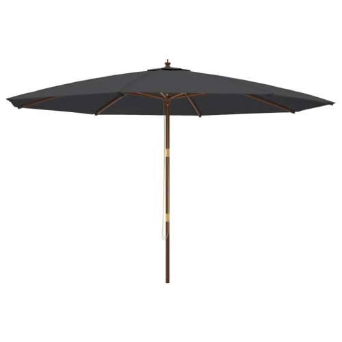 Vrtni suncobran s drvenim stupom crni 400 x 273 cm - Crna Cijena