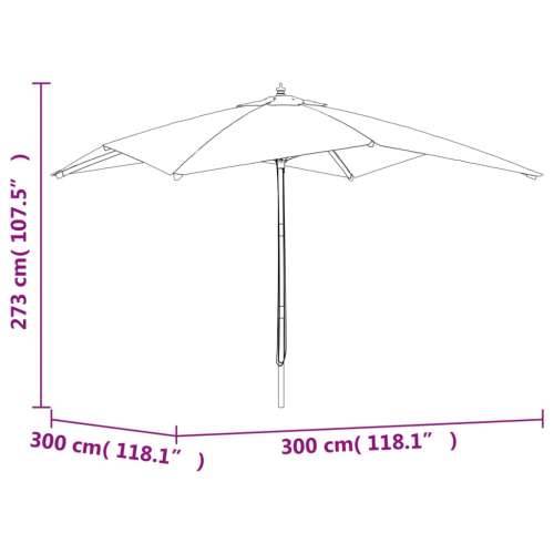 Vrtni suncobran s drvenim stupom bordo 300x300x273 cm - Crvena 1 Cijena