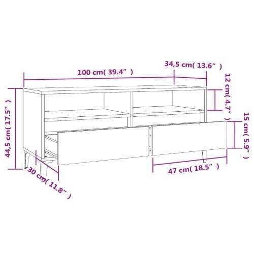 TV ormarić boja dimljenog hrasta 100x34,5x44,5konstruirano drvo - Dimljeni hrast 1 100 cm 34.5 cm Cijena