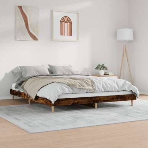 Okvir za krevet boja hrasta 200x200 cm konstruirano drvo Cijena