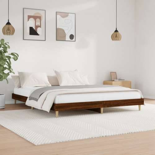 Okvir za krevet smeđi hrast 200 x 200 cm konstruirano drvo