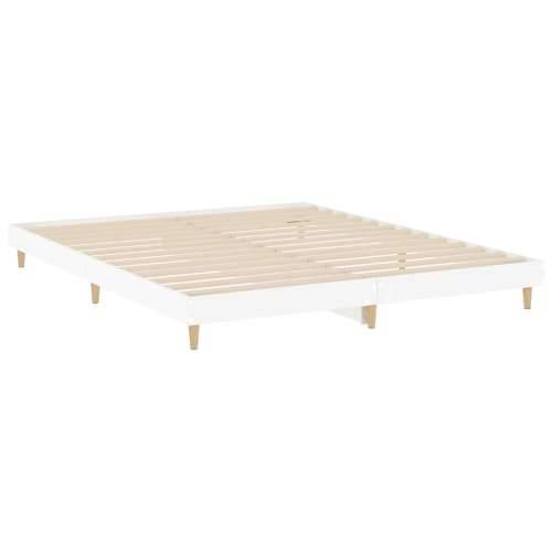 Okvir za krevet bijeli 160x200 cm konstruirano drvo Cijena