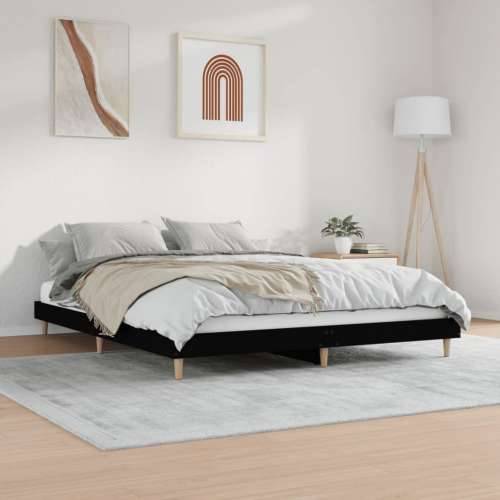 Okvir za krevet crni 150x200 cm konstruirano drvo Cijena