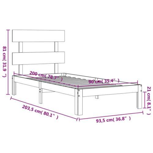 Okvir kreveta bez madraca 90 x 200 cm od masivne borovine - Prirodna 90 x 200 cm s uzglavljem Cijena