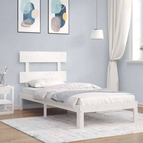 Okvir kreveta bez madraca bijeli 90 x 200 cm masivna borovina - Bijela 90 x 200 cm s uzglavljem Cijena