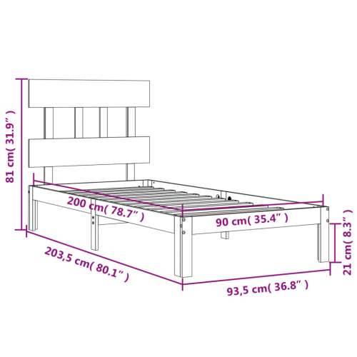 Okvir kreveta bez madraca 90 x 200 cm od masivne borovine - Prirodna 90 x 200 cm s uzglavljem Cijena