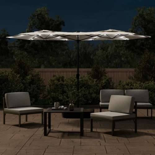 Dvostruki vrtni suncobran LED pješčano bijeli 316 x 240 cm - Bijela 1 Cijena