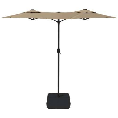 Dvostruki vrtni suncobran s LED svjetlima smeđesivi 316x240 cm - Sivo-smeđa 1 Cijena