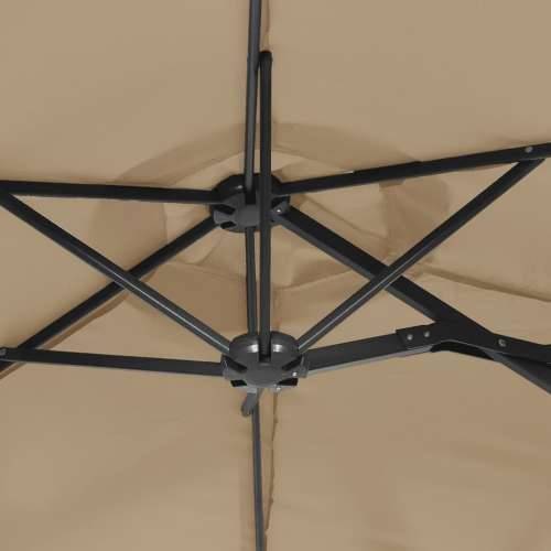 Dvostruki vrtni suncobran s LED svjetlima smeđesivi 316x240 cm - Sivo-smeđa 1 Cijena