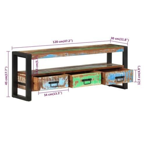 TV ormarić 120 x 30 x 45 cm od masivnog obnovljenog drva - 1 120 cm masivno obnovljeno drvo Cijena