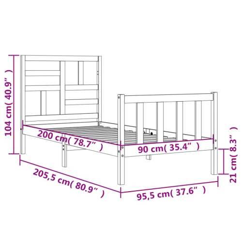 Okvir kreveta bez madraca bijeli 90 x 200 cm masivna borovina - Bijela 90 x 200 cm Cijena