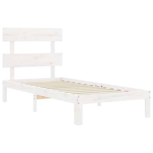 Okvir kreveta s uzglavljem bijeli za jednu osobu masivno drvo - Bijela 90 x 190 cm s uzglavljem Cijena