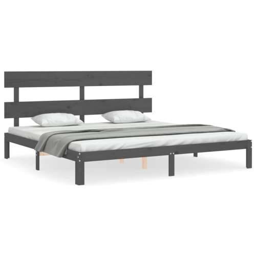 Okvir za krevet s uzglavljem sivi 200 x 200 cm od masivnog drva - Siva 200 x 200 cm s uzglavljem Cijena