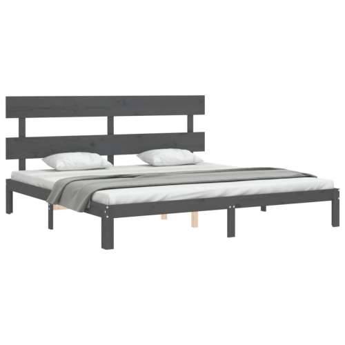 Okvir za krevet s uzglavljem sivi 200 x 200 cm od masivnog drva - Siva 200 x 200 cm s uzglavljem Cijena