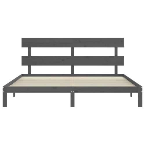 Okvir za krevet s uzglavljem sivi 200 x 200 cm od masivnog drva - Siva 200 x 200 cm s uzglavljem Cijena
