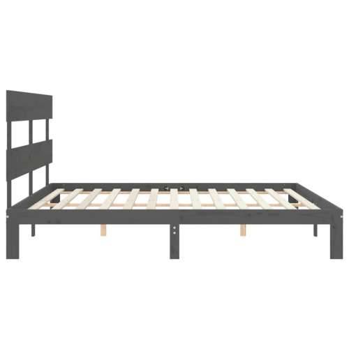 Okvir za krevet s uzglavljem sivi 200 x 200 cm od masivnog drva - Siva 200 x 200 cm s uzglavljem Cijena