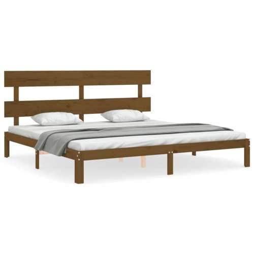 Okvir kreveta s uzglavljem boja meda 200x200cm od masivnog drva Cijena