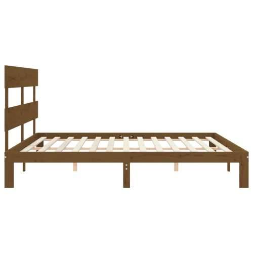 Okvir kreveta s uzglavljem boja meda 200x200cm od masivnog drva Cijena