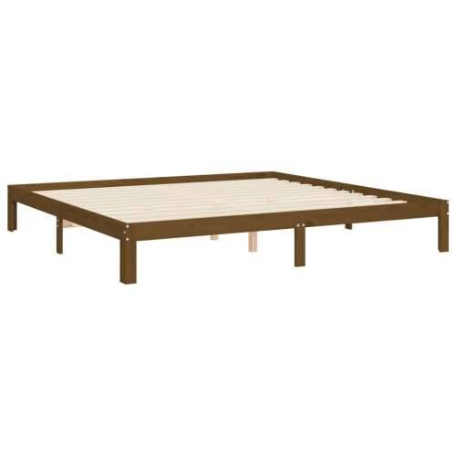 Okvir kreveta s uzglavljem boja meda 200x200cm od masivnog drva Cijena