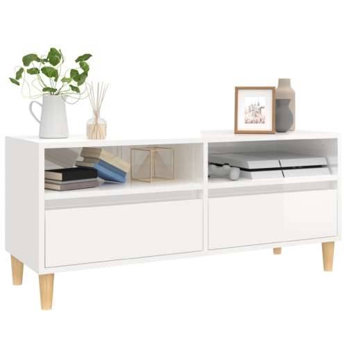 TV ormarić sjajni bijeli 100x34,5x44,5 cm od konstruiranog drva - Visoko sjajno bijela 1 100 cm 34.5 cm Cijena