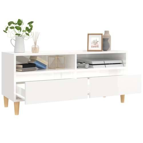 TV ormarić sjajni bijeli 100x34,5x44,5 cm od konstruiranog drva - Visoko sjajno bijela 1 100 cm 34.5 cm Cijena