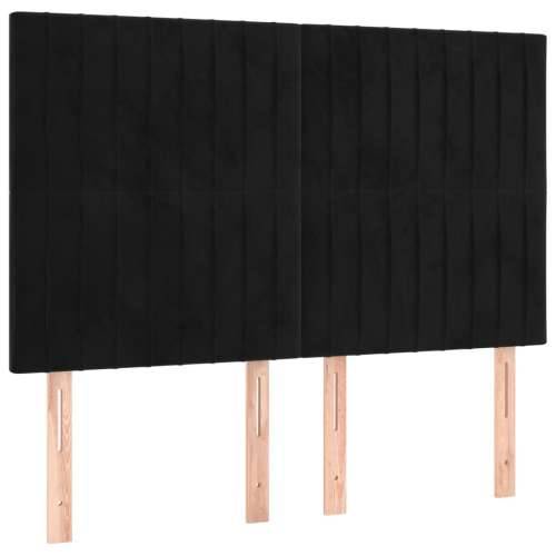 Krevet s oprugama i madracem crni 140x200 cm baršunasti - Crna 140 x 200 cm Okomite pruge Cijena