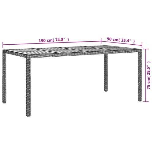 Vrtni stol od poliratana i bagremovog drva 190x90x75 cm crni - Crna 190 x 90 x 75 cm 1 Cijena