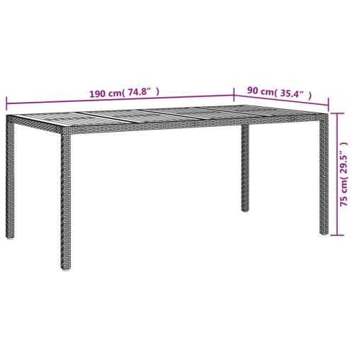 Vrtni stol od poliratana i bagremovog drva 190x90x75 cm sivi - Siva 190 x 90 x 75 cm 1 Cijena